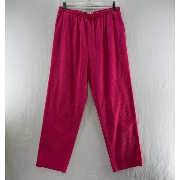 Drapers & Damons Crinkle Pull On Pants Size PM Elastic Waist High Rise Hot Pink - Picture 1 of 10
